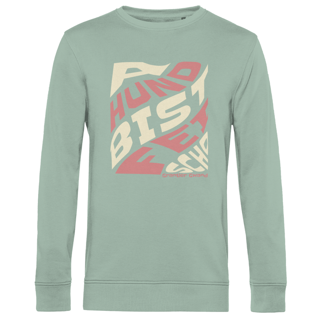 Bayerisches Herren Premium Bio Sweatshirt A Hund bist fei scho - rot/beige - Grantler Gwand