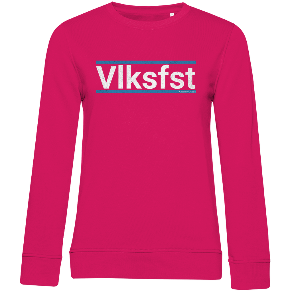 Damen Premium Bio Sweatshirt Vlksfst - blau/weiß