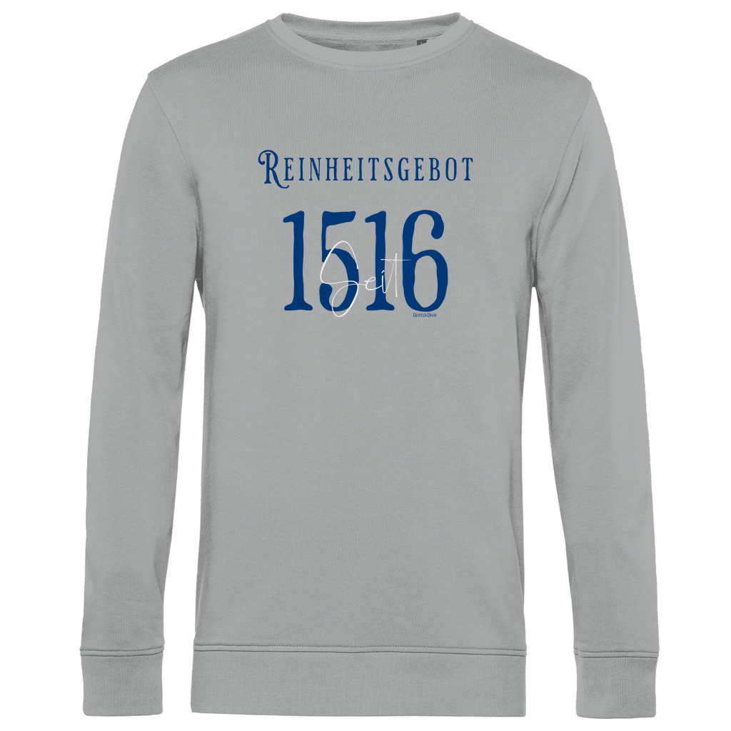 Herren Premium Bio Sweatshirt Reinheitsgebot seit 1516 - blau/weiß