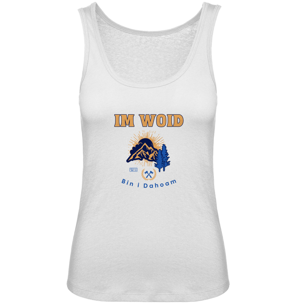Bayerisches Damen Premium Organic Tank Top Im Woid bin i dahoam - blau - Grantler Gwand