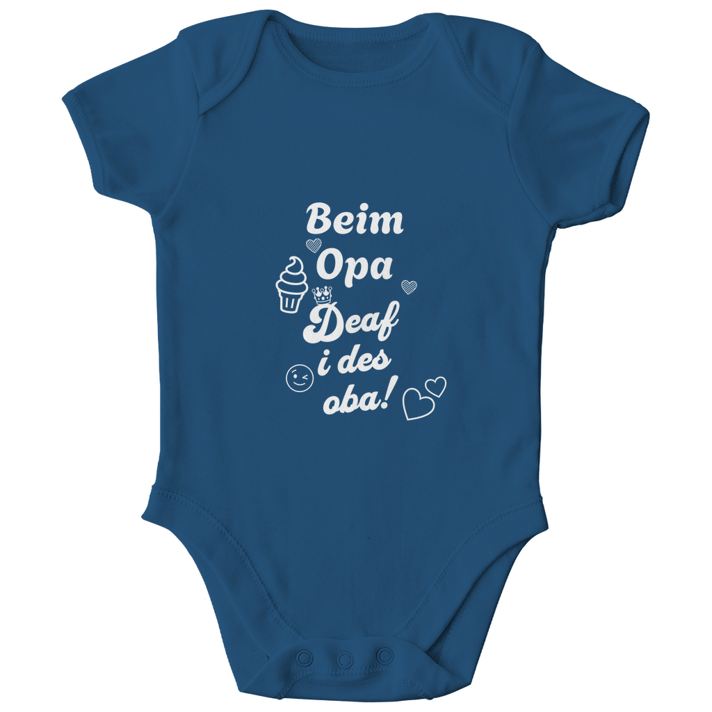 Bayerischer Bio Baby Body Beim Opa derf i des aba - weiß - Grantler Gwand