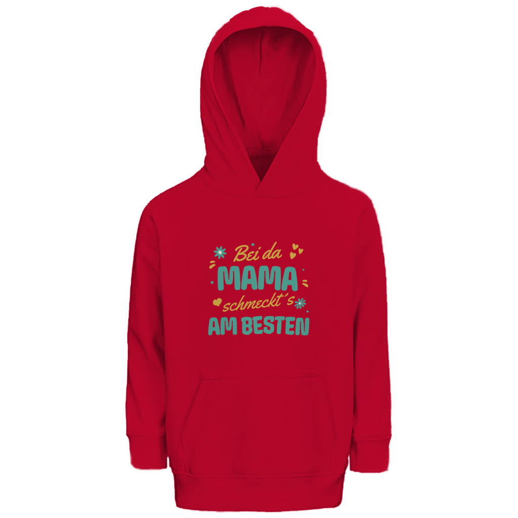 Bayerischer Kinder Premium Bio Hoodie Bei da Mama schmeckt´s am besten - grün - Grantler Gwand