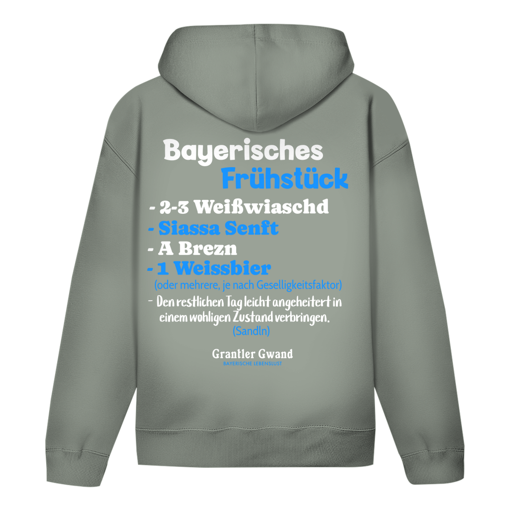 Bayerischer Hoodie Unisex - Bayerisches Frühstück - Weiß/Blau - Grantler Gwand