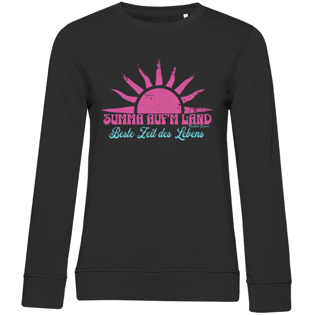 Damen Premium Bio Sweatshirt Summa auf´m Land - pink/mint