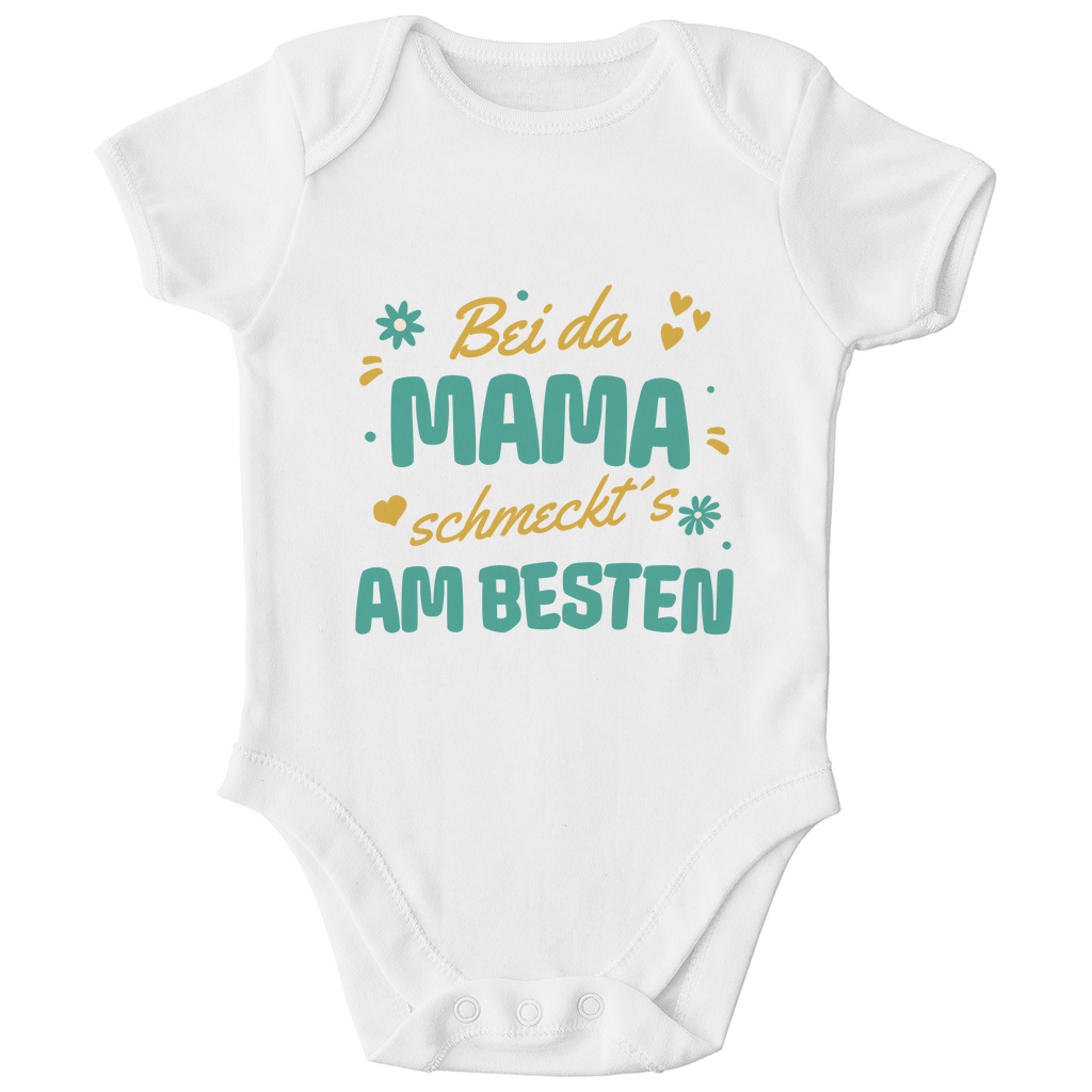 Bayerischer Bio Baby Body Bei da Mama schmeckt´s am besten - grün - Grantler Gwand