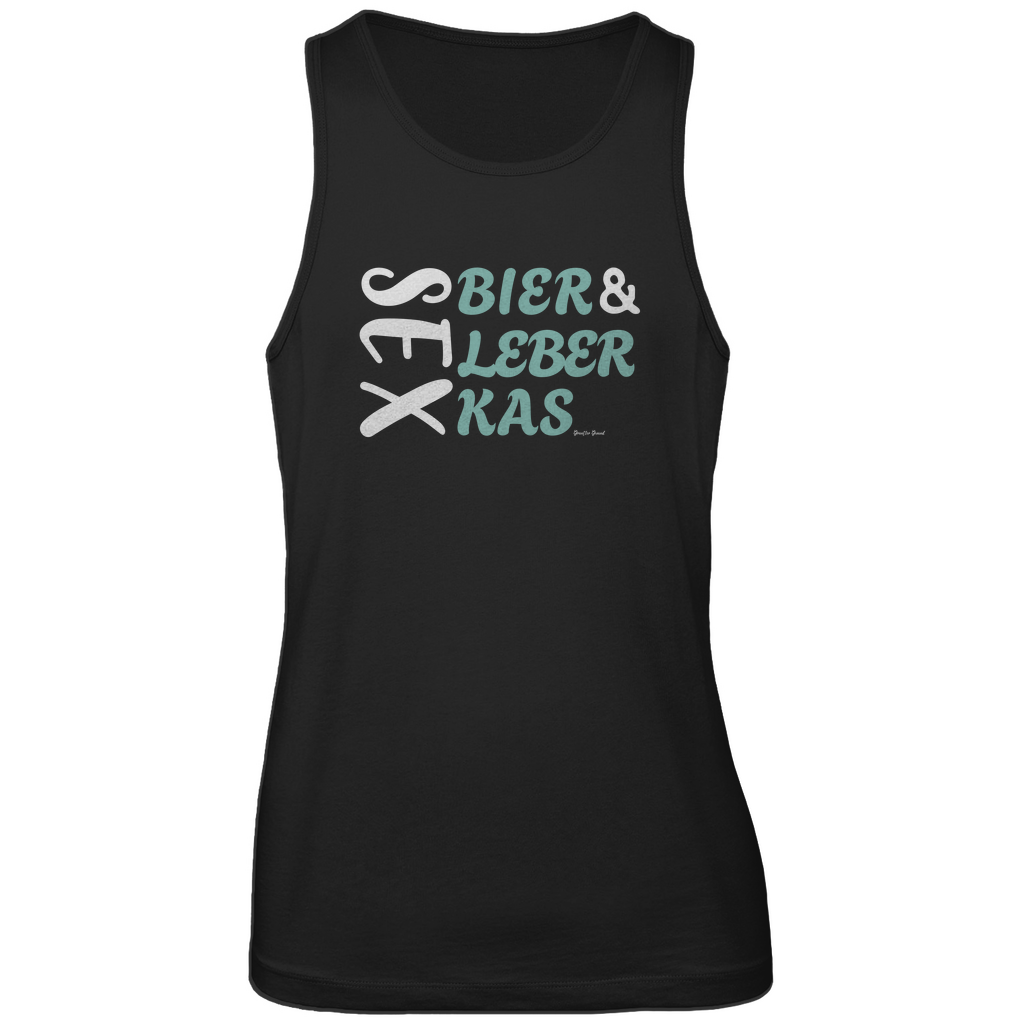 Bayerisches Herren Premium Tank Top Sex, Bier, Leberkas - grün/weiß - Grantler Gwand