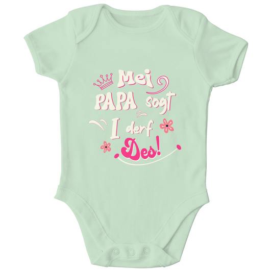 Bayerischer Baby Bio Body Mei Papa sogt I derf des - pink - Grantler Gwand