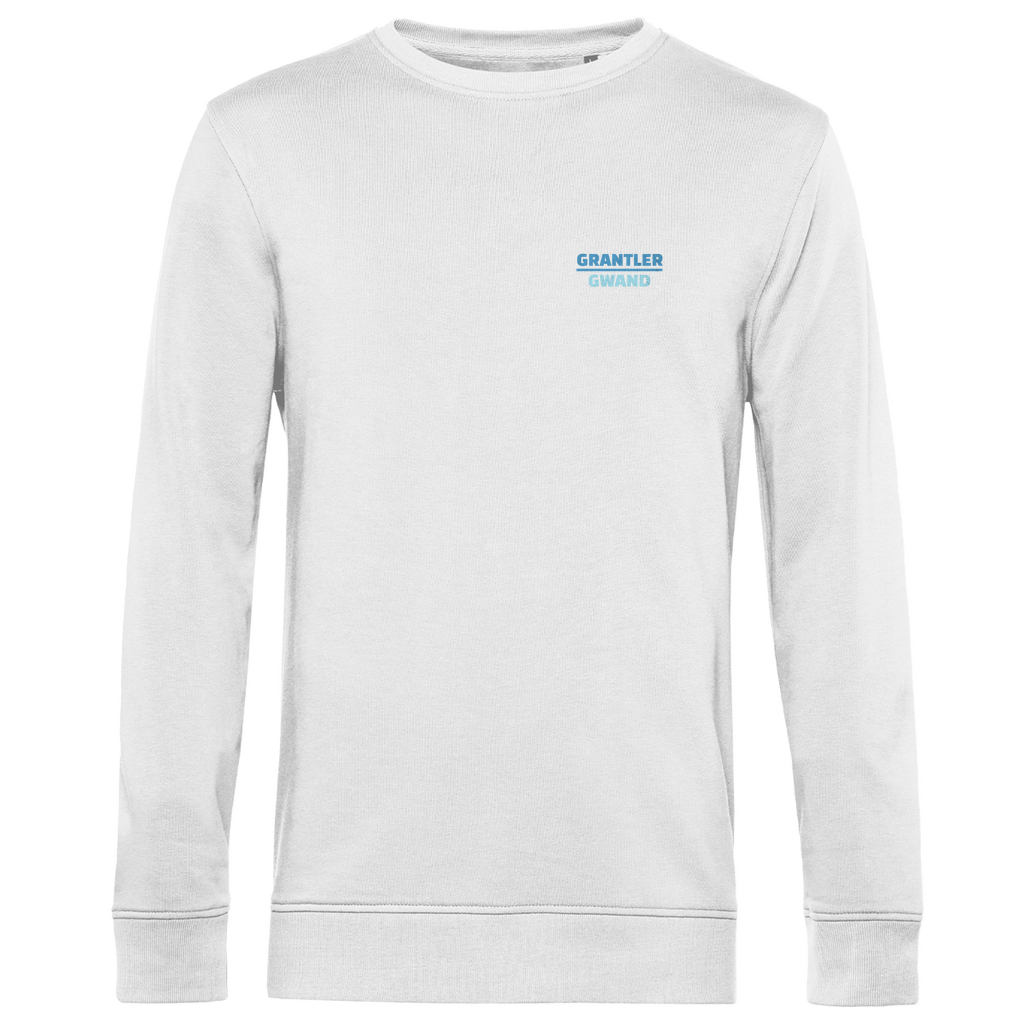 Bayerisches Herren Premium Bio Sweatshirt Scheiss da nix, dann feid da nix - blau - Front und Backprint - Grantler Gwand