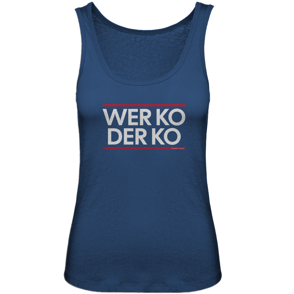 Bayerisches Damen Premium Organic Tank Top wer ko der ko - rot/weiß - Grantler Gwand