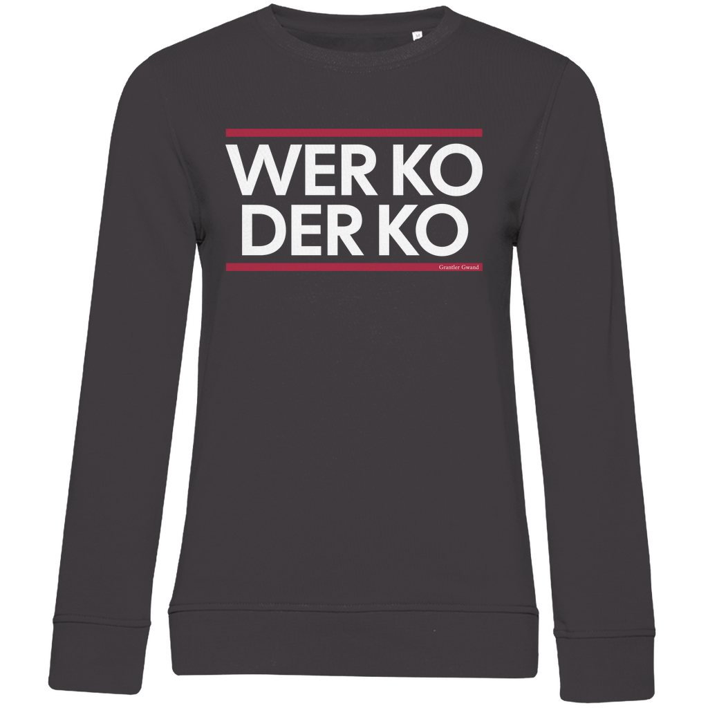 Damen Premium Bio Sweatshirt wer ko der ko - rot/weiß