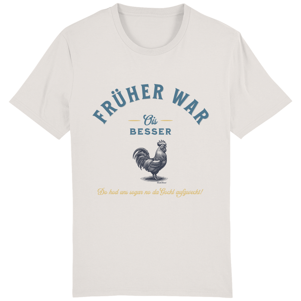 Bayerisches Herren T-Shirt Früher war ois besser - blau/gold - Grantler Gwand