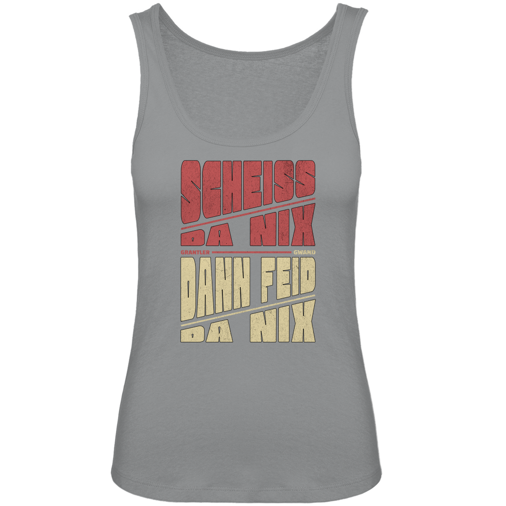 Bayerisches Damen Premium Organic Tank Top Scheiss da nix, dann feid da nix - rot/beige - Grantler Gwand