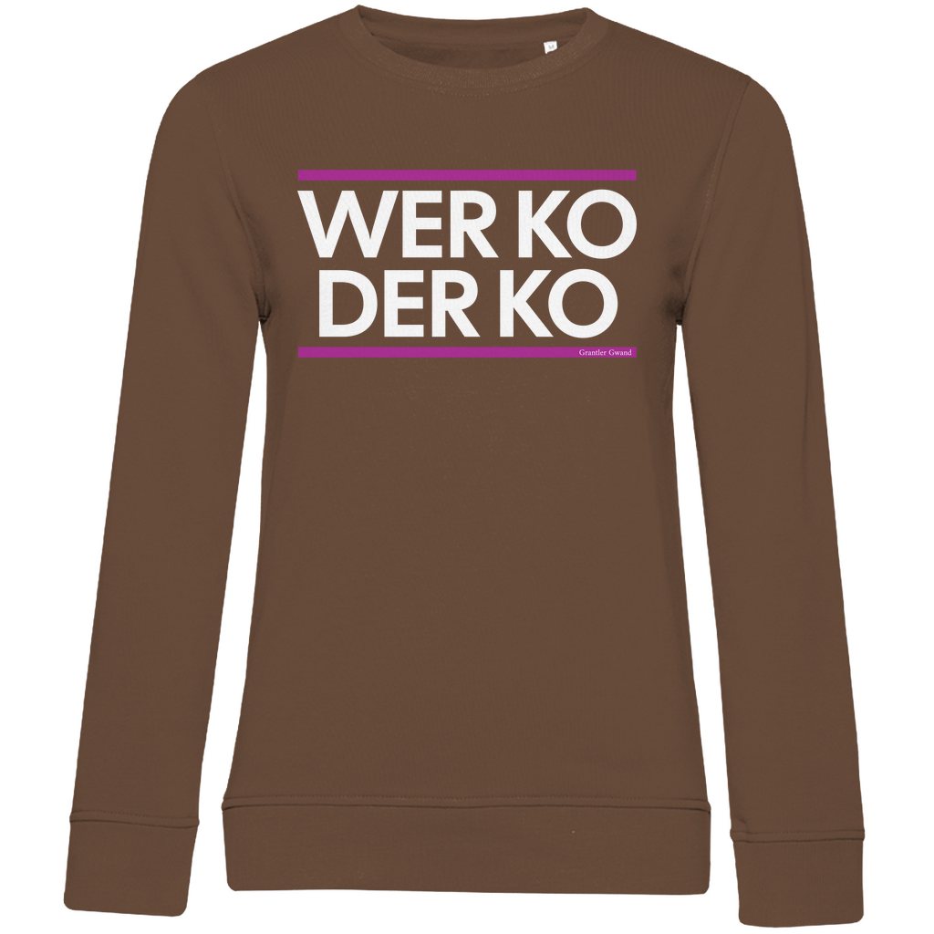 Damen Premium Bio Sweatshirt wer ko der ko - pink/weiß