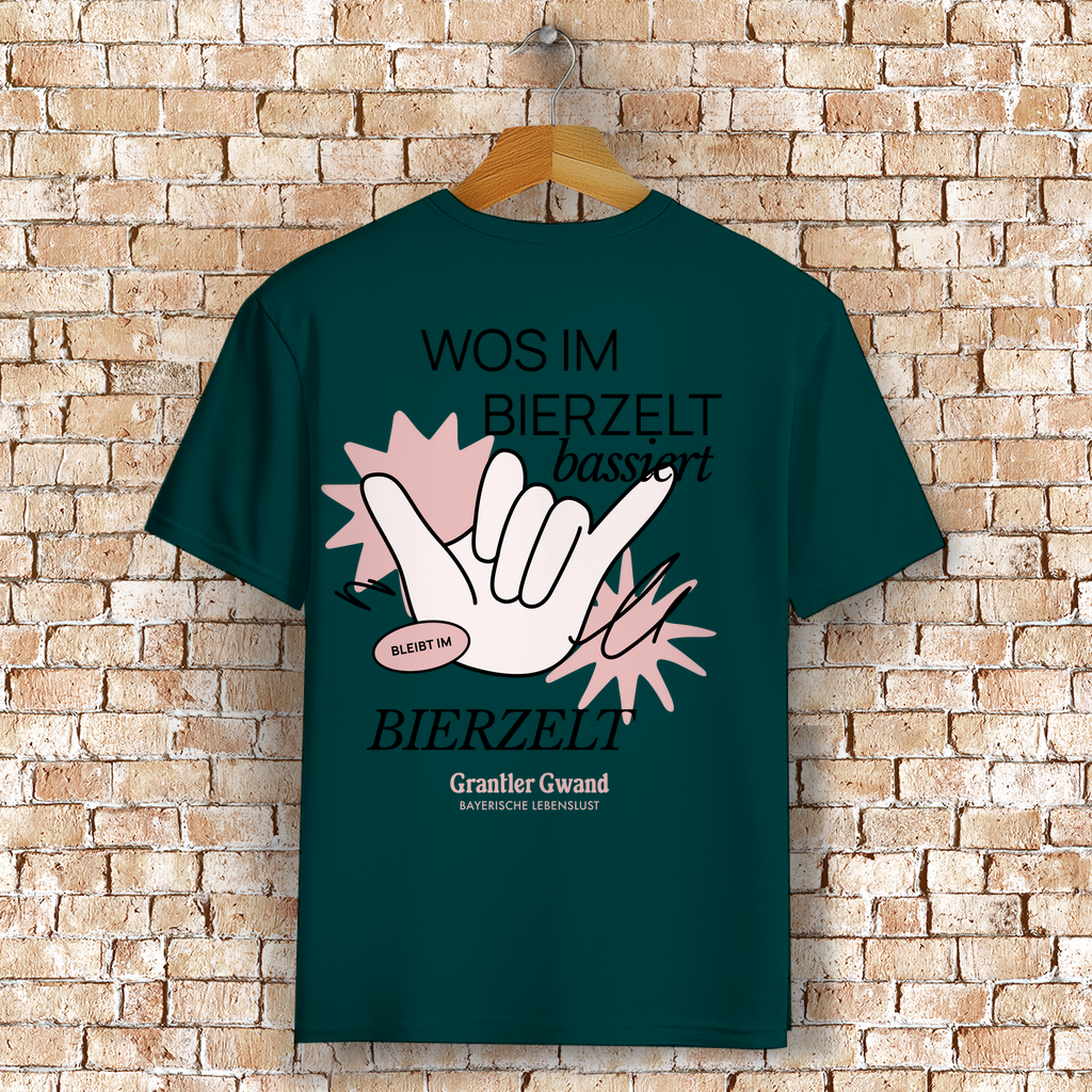 Bayerisches T-Shirt Unisex - Wos im Bierzelt bassiert - Grantler Gwand