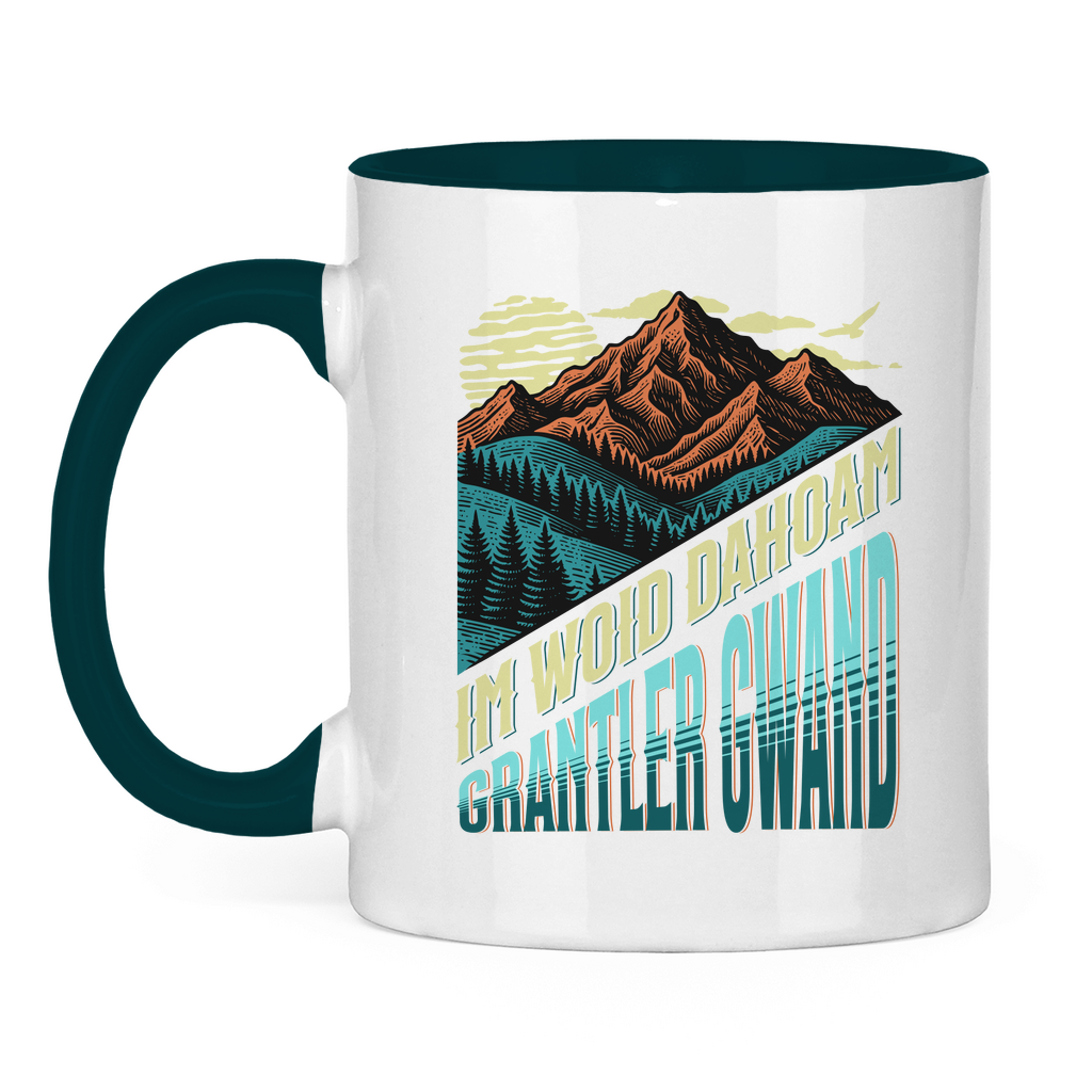 Tasse zweifarbig Im Woid dahoam - grün