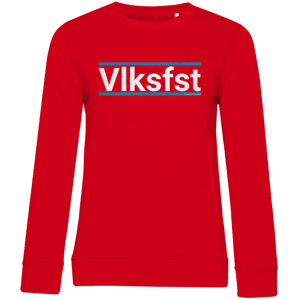 Damen Premium Bio Sweatshirt Vlksfst - blau/weiß