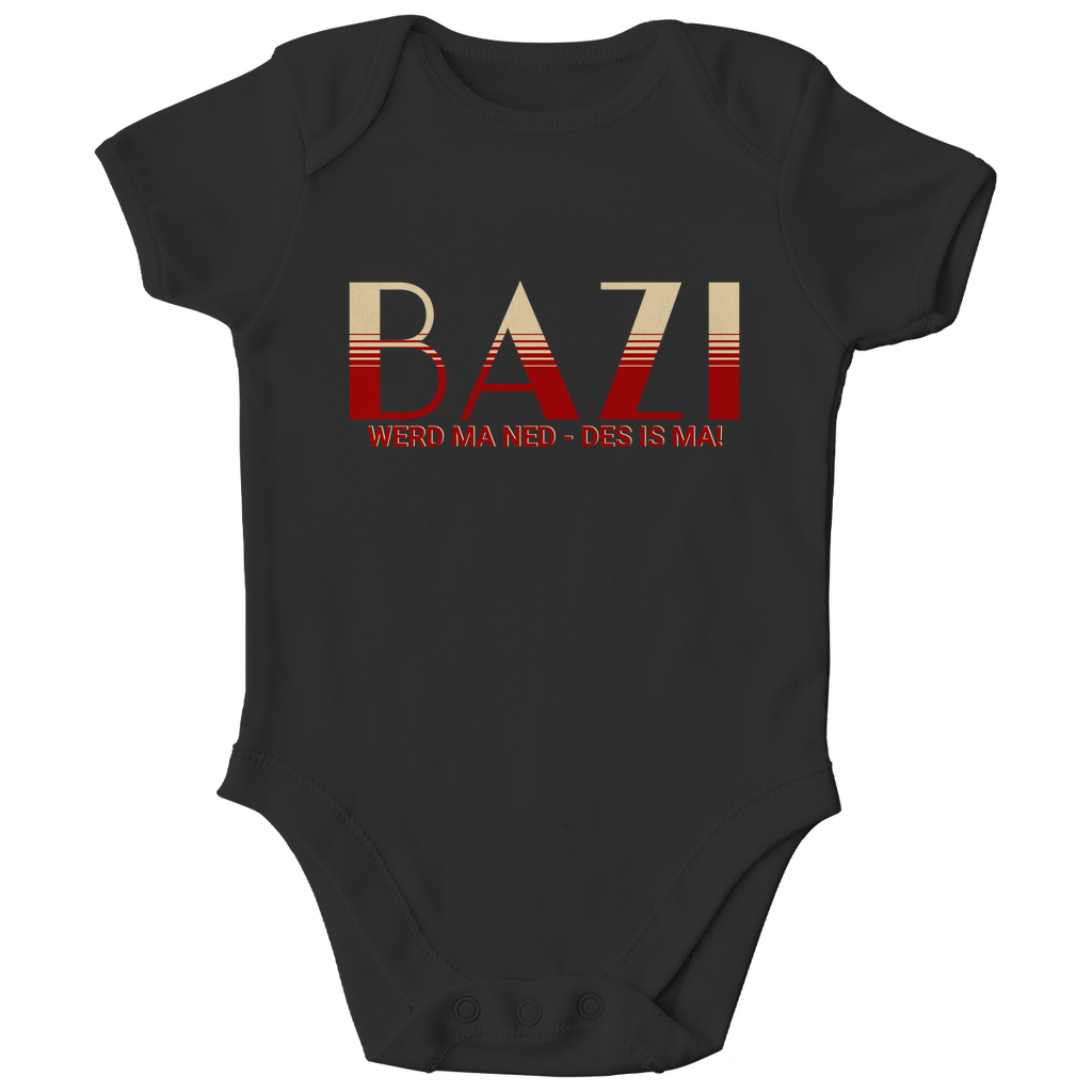 Bayerischer Bio Baby Body Bazi werd ma ned, des is ma - rot/beige - Grantler Gwand