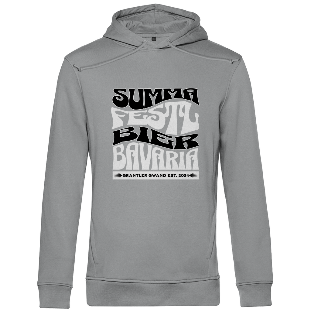 Bayerischer Herren Premium Bio Hoodie Summa, Festl, Bier, Bavaria - schwarz/weiß - Grantler Gwand