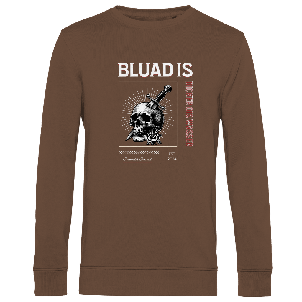 Bayerisches Herren Premium Bio Sweatshirt Bluad is dicker ois Wasser - rot - Grantler Gwand