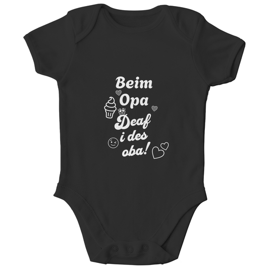 Bayerischer Bio Baby Body Beim Opa derf i des aba - weiß - Grantler Gwand