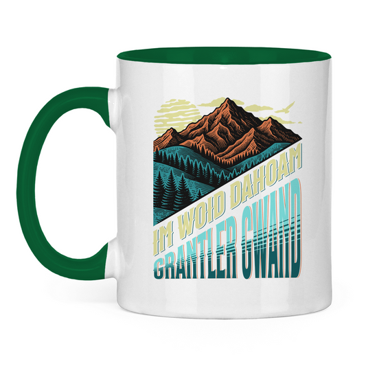 Tasse zweifarbig Im Woid dahoam - grün
