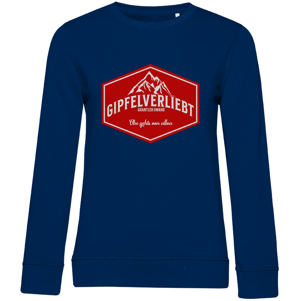 Damen Premium Bio Sweatshirt Gipfelverliebt Wappen- rot