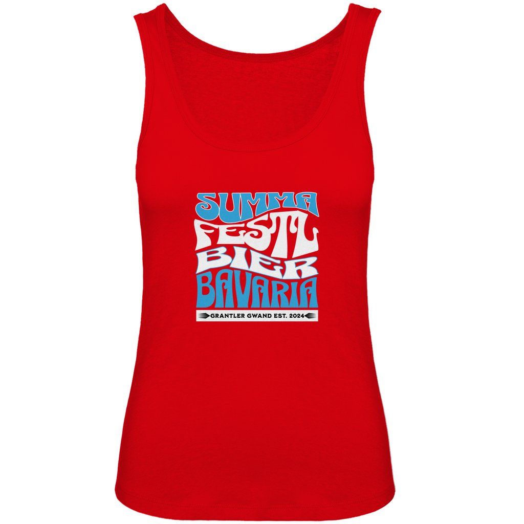 Bayerisches Damen Premium Organic Tank Top Summa, Festl, Bier, Bavaria - blau/weiß - Grantler Gwand