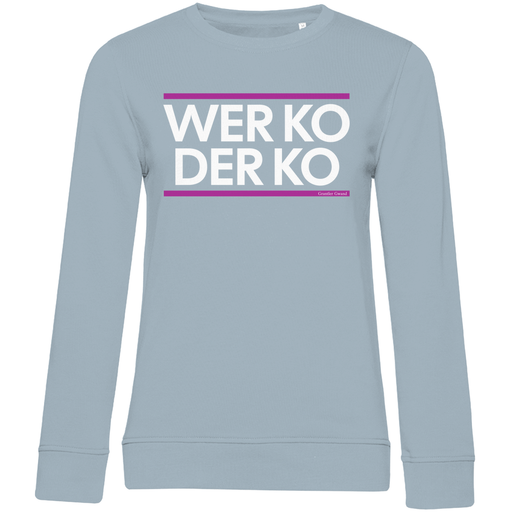 Damen Premium Bio Sweatshirt wer ko der ko - pink/weiß