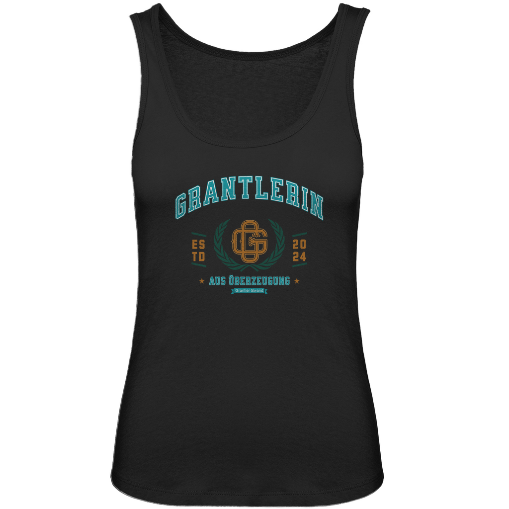 Bayerisches Damen Premium Organic Tank Top Grantlerin aus Überzeugung - mint/gold - Grantler Gwand