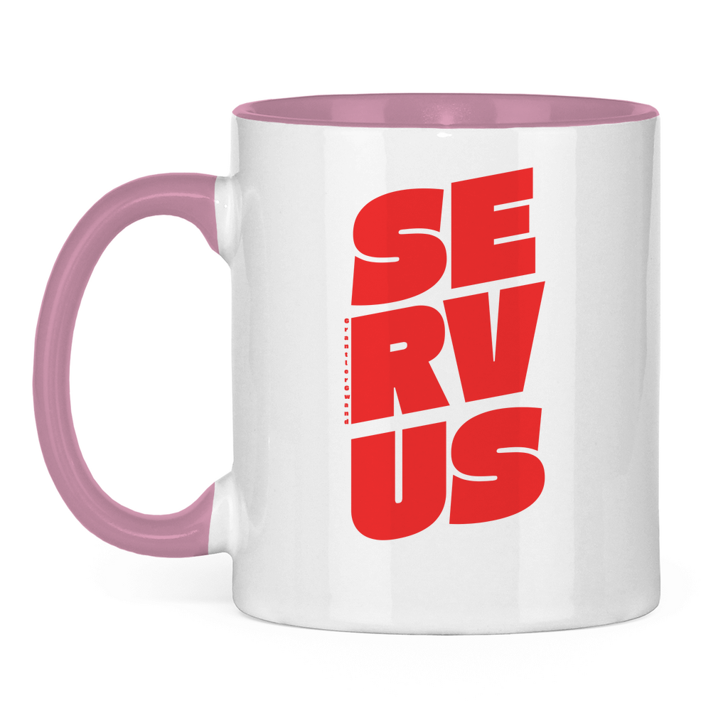 Tasse zweifarbig Servus - rot