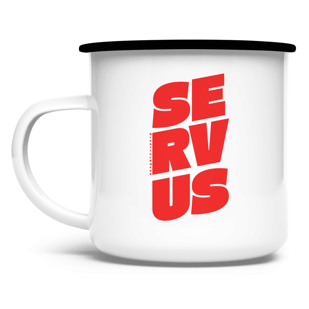 Emaille Tasse Servus - rot
