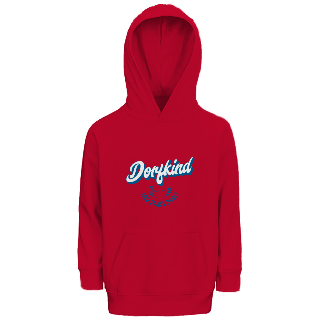 Bayerischer Kinder Premium Bio Hoodie Dorfkind und Spaß dabei - blau - Grantler Gwand