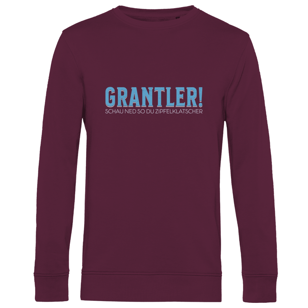Bayerisches Herren Premium Bio Sweatshirt Grantler - schau ned so du Zipfelklatscher - blau - Grantler Gwand