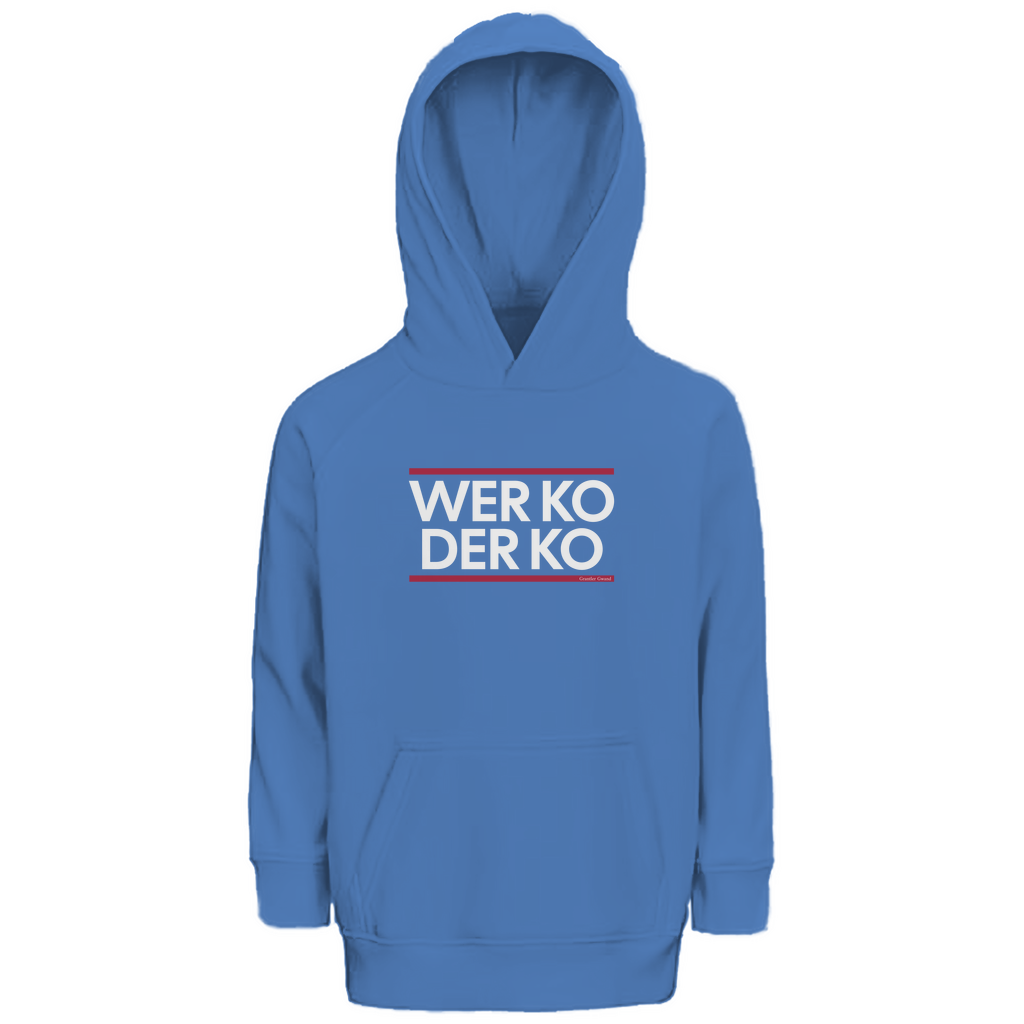 Bayerischer Kinder Premium Bio Hoodie wer ko der ko - rot/weiß - Grantler Gwand