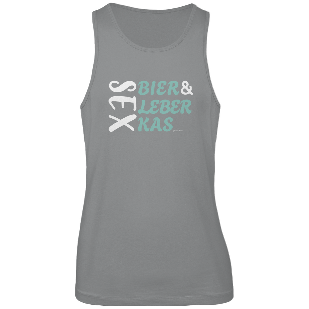 Bayerisches Herren Premium Tank Top Sex, Bier, Leberkas - grün/weiß - Grantler Gwand