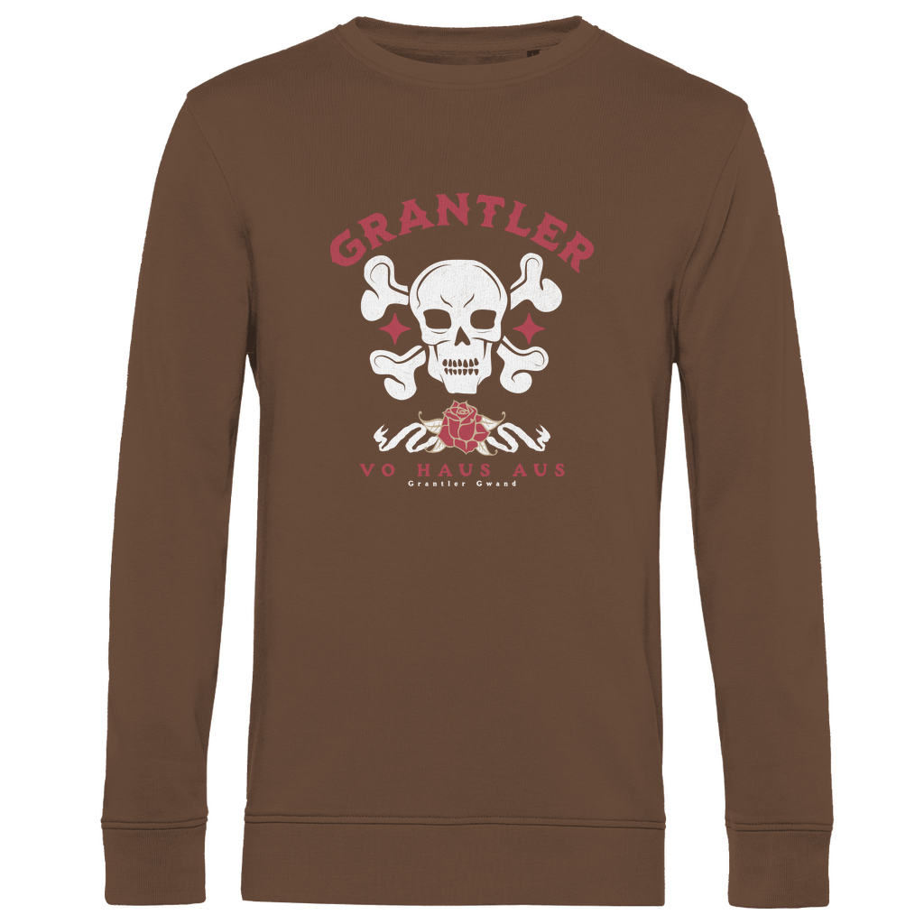 Bayerisches Herren Premium Bio Sweatshirt Grantler vo Haus aus - rot/weiß - Grantler Gwand