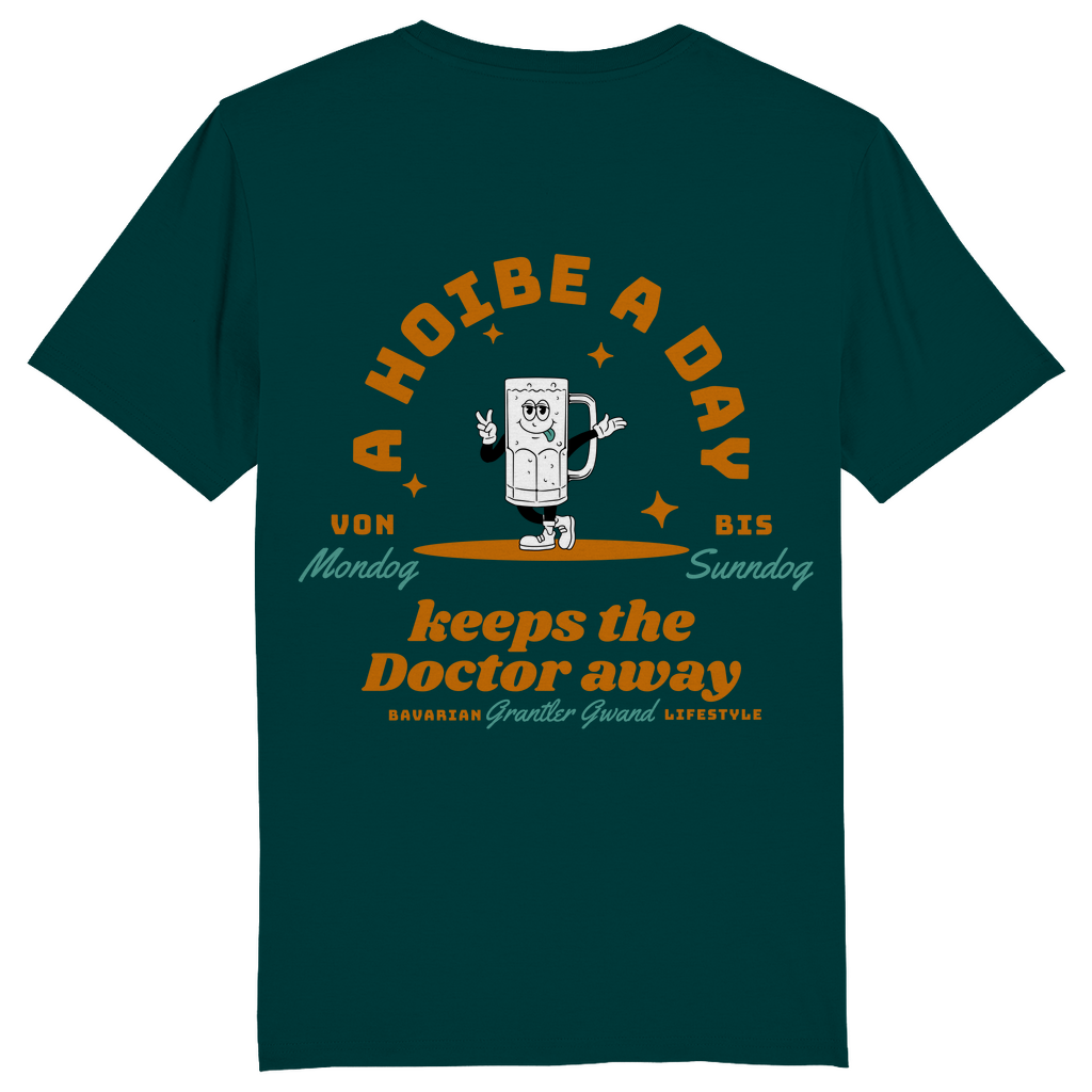Bayerisches Herren T-Shirt A Hoibe away keeps the doctor away - FRONT-UND BACKPRINT - Grantler Gwand