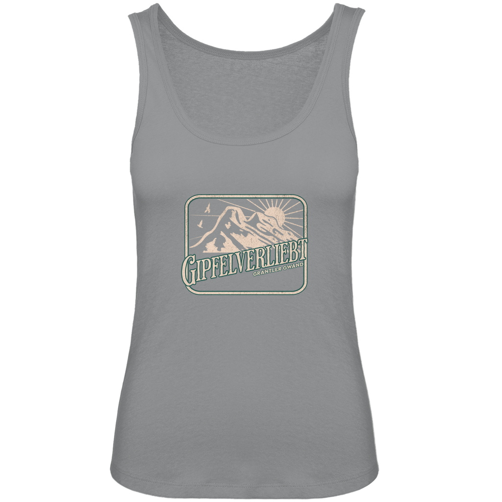 Bayerisches Damen Premium Organic Tank Top Gipfelverliebt - grün/gold - Grantler Gwand