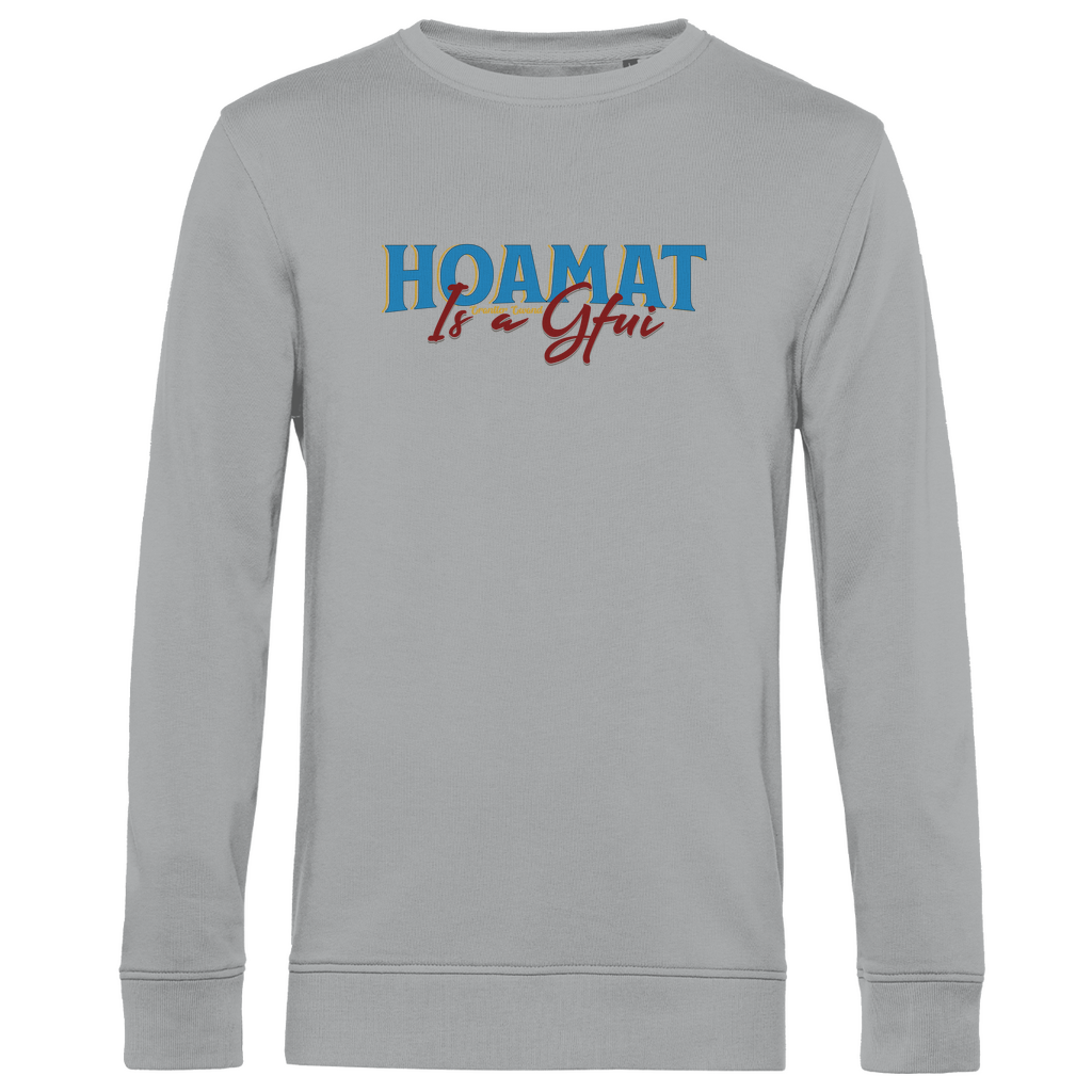 Herren Premium Bio Sweatshirt Hoamat is a Gfui - blau/rot