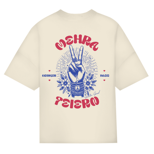 Bayerisches Oversize T-Shirt unisex - Weniger Hass, Mehra Feiern - Rot/Blau - Grantler Gwand