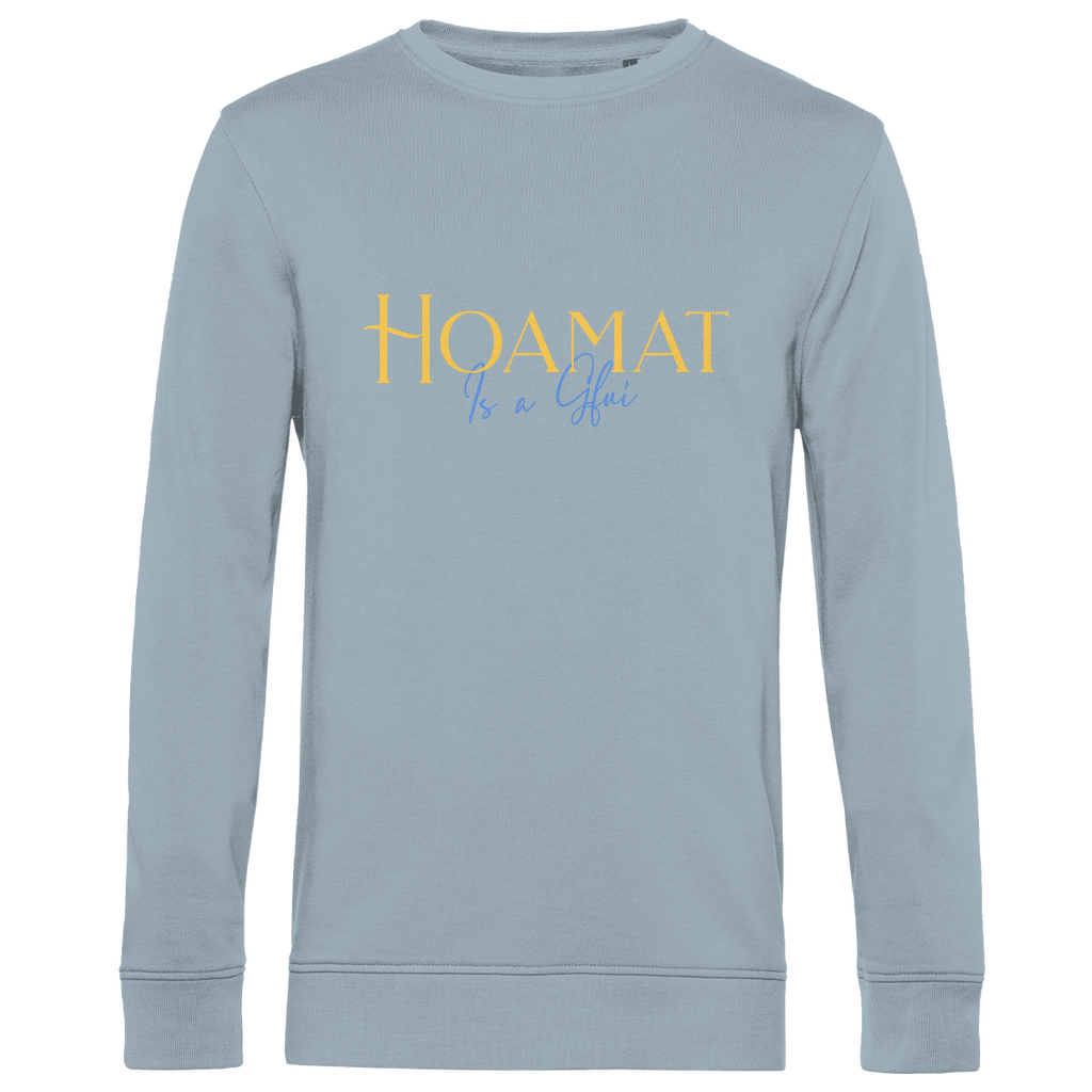bayerisches Herren Premium Bio Sweatshirt Hoamat is a Gfui - Gelb/Blau - Grantler Gwand