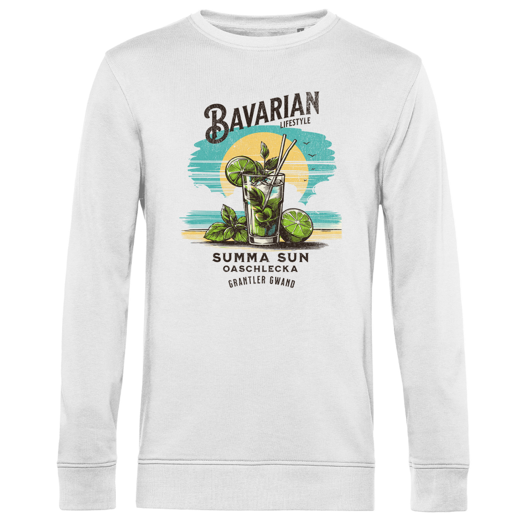 Bayerisches Herren Premium Bio Sweatshirt Bavarian Lifestyle - Summa, Sun, Oaschlecka - Grantler Gwand