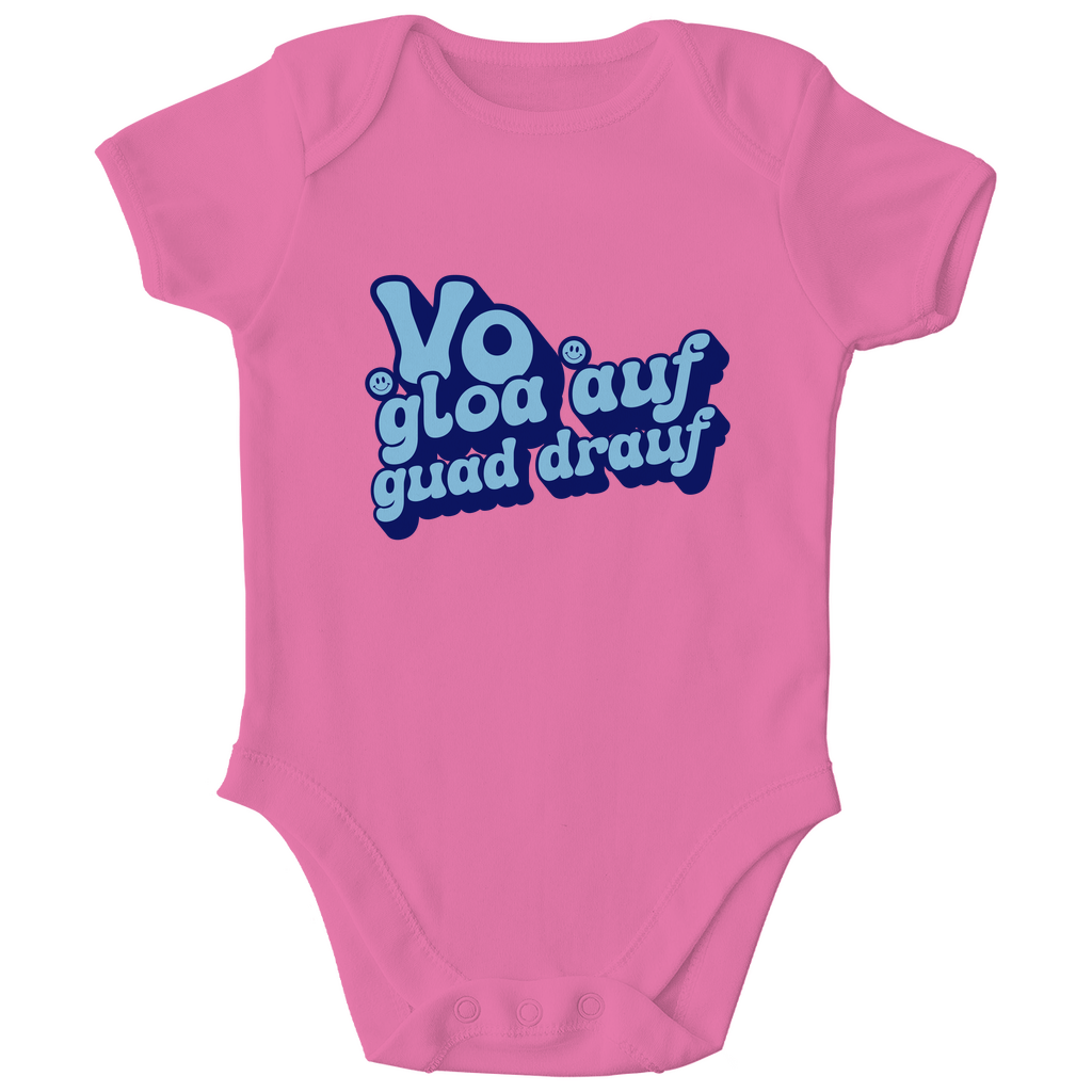Bayerischer Bio Baby Body Vo gloa auf guad drauf - blau - Grantler Gwand
