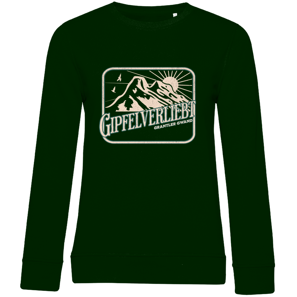 Damen Premium Bio Sweatshirt Gipfelverliebt - grün/gold