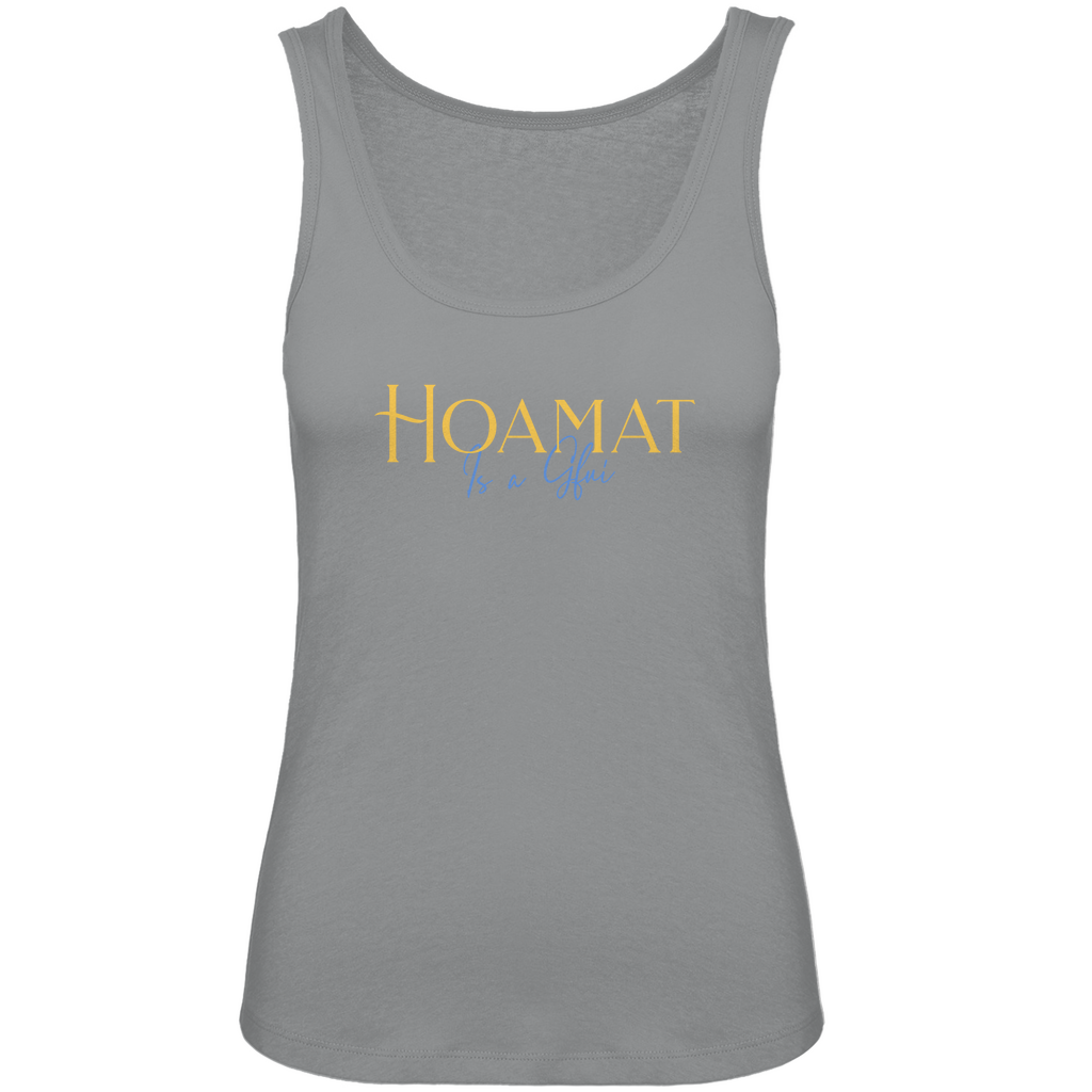 bayerisches Damen Premium Organic Tank Top Hoamat is a Gfui - Gelb/Blau - Grantler Gwand