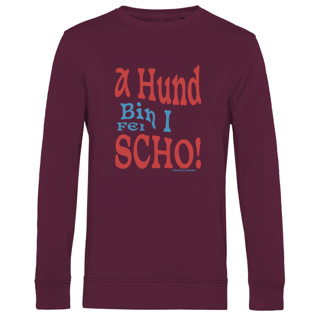Herren Premium Bio Sweatshirt A Hund bin i fei scho - rot/blau