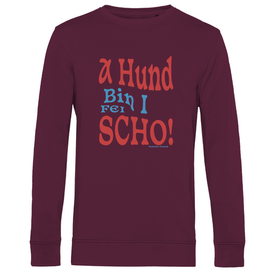 Herren Premium Bio Sweatshirt A Hund bin i fei scho - rot/blau