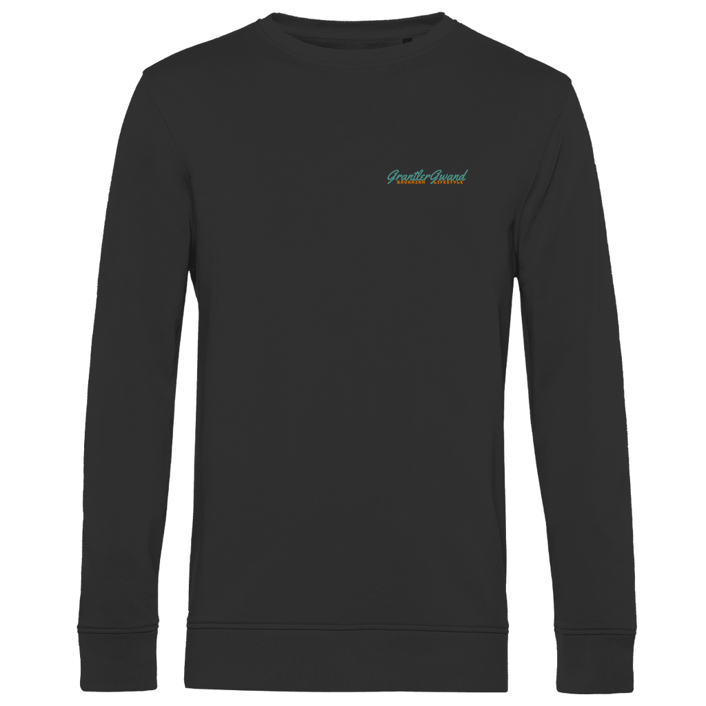 Bayerisches Herren Premium Bio Sweatshirt - A Hoibe a day keeps the Doctor away - Front- und Backprint - Grantler Gwand
