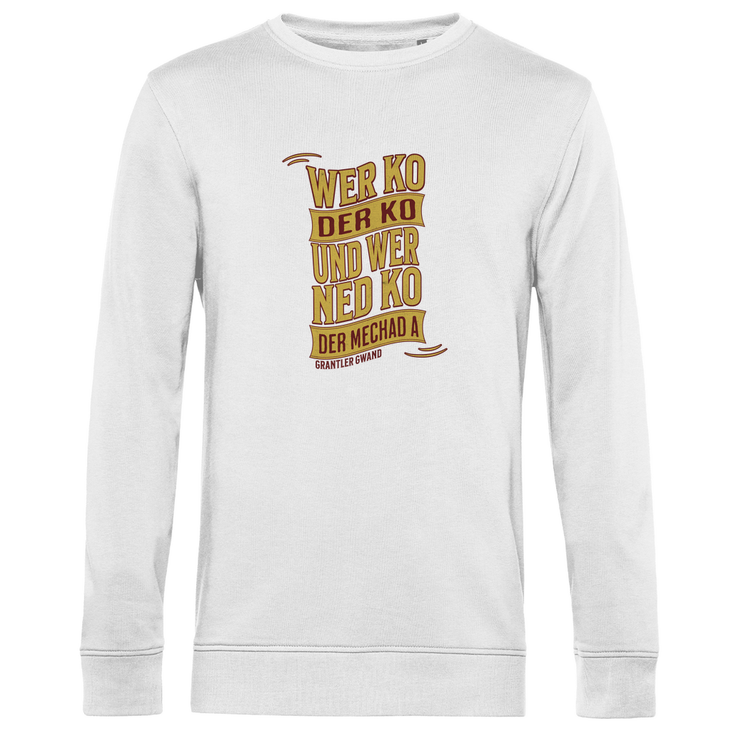 Herren Premium Bio Sweatshirt wer ko der ko, wer ned ko, der mechad a - gold/rot
