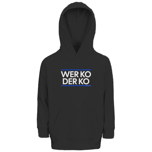 Bayerischer Kinder Premium Bio Hoodie wer ko der ko - blau/weiß - Grantler Gwand